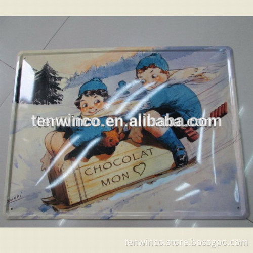 Rectangle Tinplate Sign with Wall Hanging Holes Rolled Edge